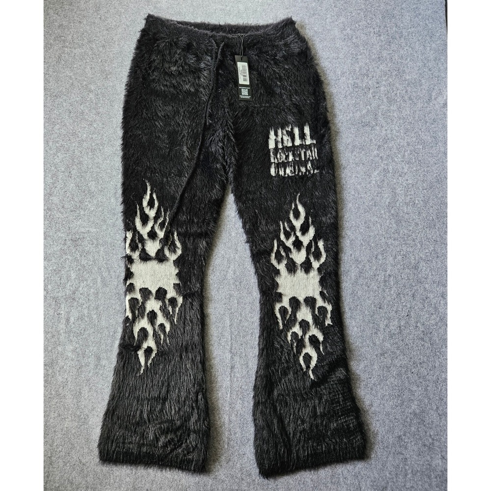 Rockstar Original Toshio Black Stacked Flare Knitted Mohair Pants 2XL
